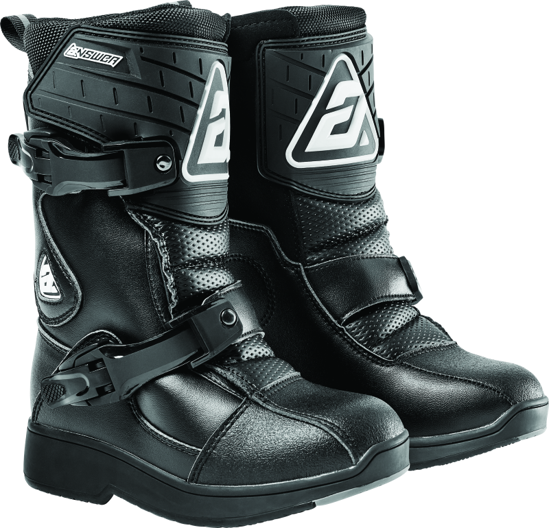 Answer Peewee Boot Black Youth - 12 - Racecraft Industries