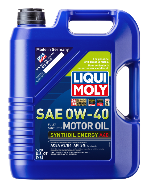 LIQUI MOLY 5L Synthoil Energy A40 Motor Oil SAE 0W40 - Racecraft Industries
