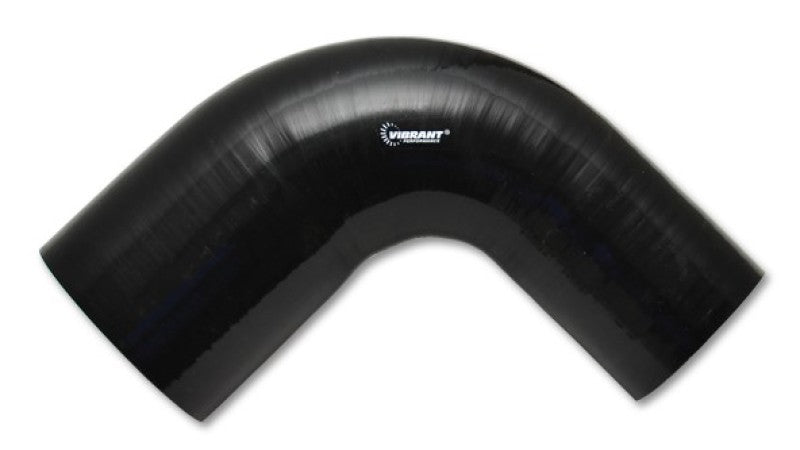 Vibrant 3in ID x 3.5in ID x 4in Long Gloss Black Silicone 90 Degree Transition Elbow - Racecraft Industries