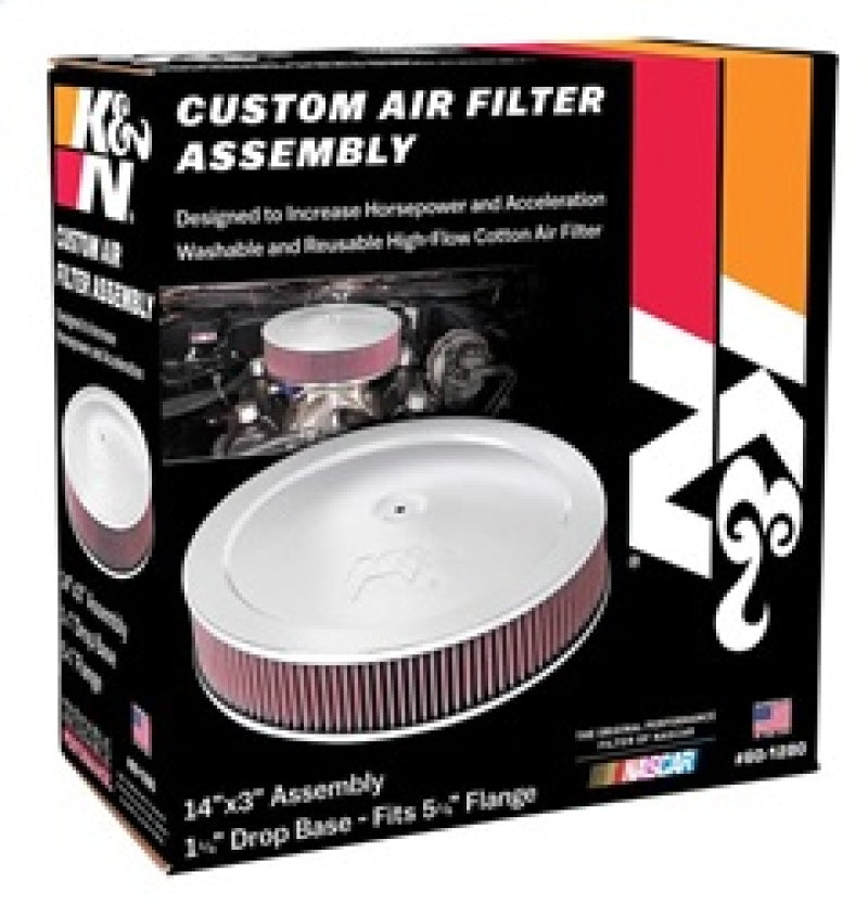 K&N 14in Red Custom Air Cleaner Assembly - 5.125in ID x 14in OD x 2.75in H x 1.25in Drop Base - Racecraft Industries