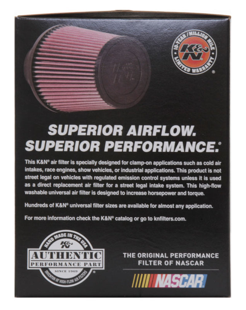 K&N Universal Rubber Filter 3 1/2inch ID FLG / 6inch Base / 4-5/8inch Top / 6inch Height - Racecraft Industries