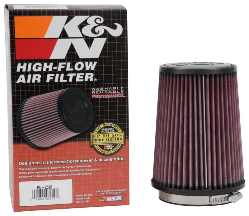 K&N Filter Universal Rubber Filter 4 inch Flange 5 3/8 inch Base 4 3/8 inch Top 7 inch Height - Racecraft Industries