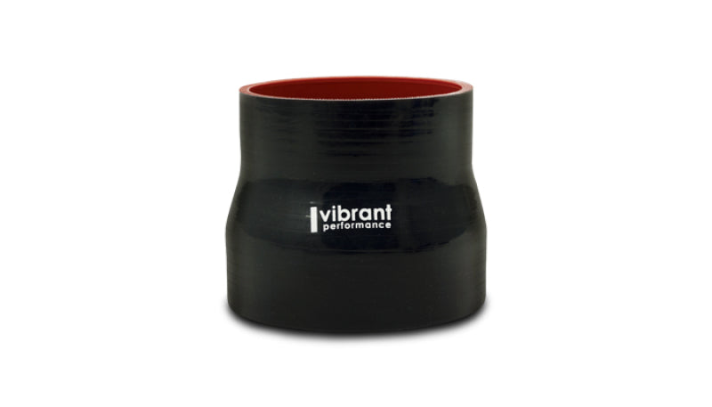 Vibrant 3.5in I.D. x 4.250in I.D. x 4.5in Long 4 Ply Gloss Black Silicone Transition Hose - Racecraft Industries