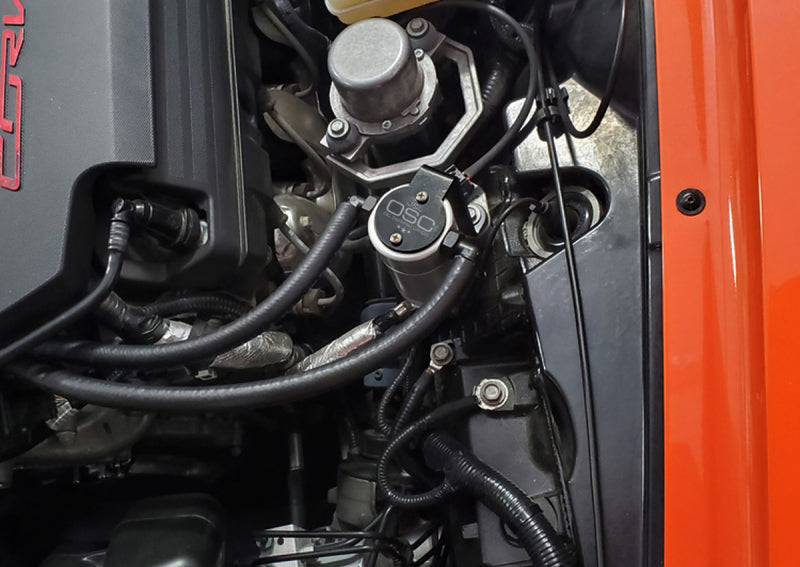 J&L 14-19 Chevrolet Corvette LT1 6.2L Driver Side Oil Separator 3.0 - Clear Anodized - Racecraft Industries