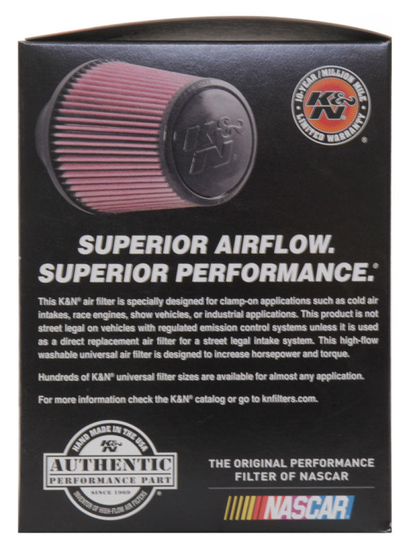 K&N Universal Air Filter (4in. Flange / 6in. Base OD / 4-5/8in. Top OD / 6in. Height) - Racecraft Industries
