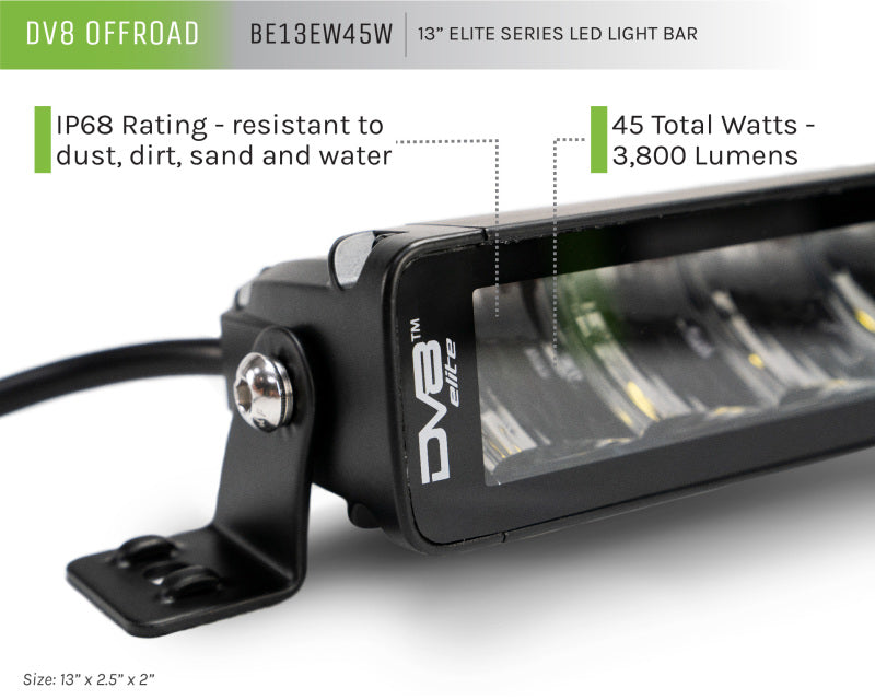 DV8 Offroad Elite Series 13in Light Bar 45W Flood/Spot LED - Racecraft Industries