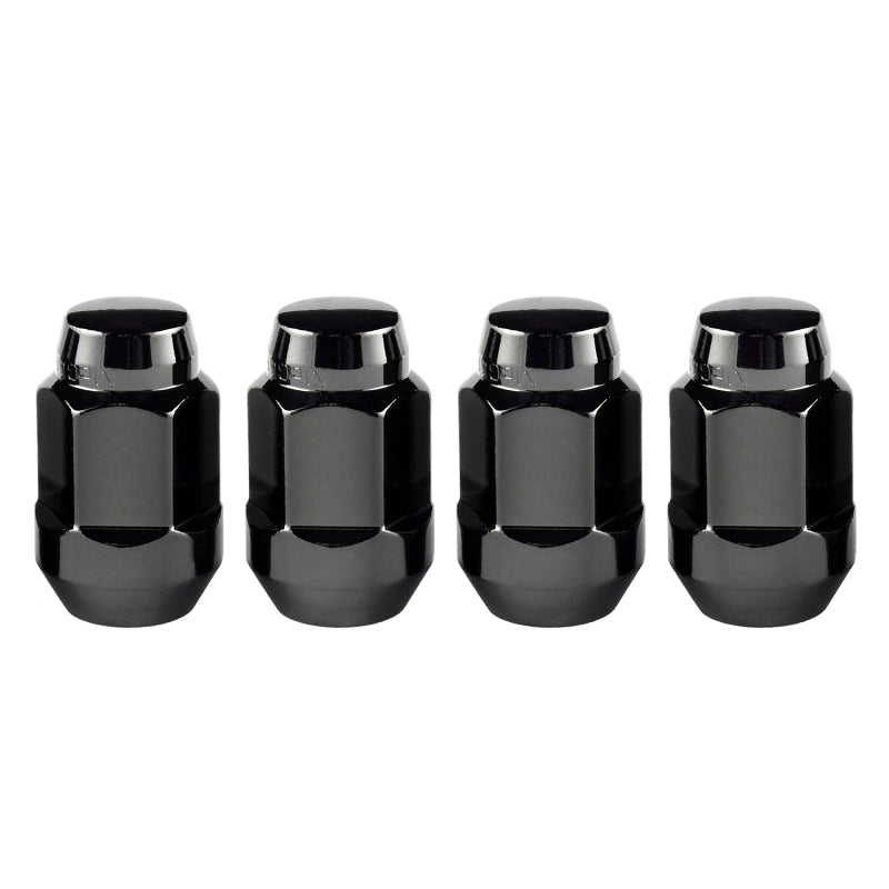 McGard Hex Lug Nut (Cone Seat Bulge Style) M12X1.5 / 3/4 Hex / 1.45in. Length (4-Pack) - Black - Racecraft Industries