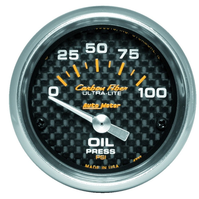 Autometer Carbon Fiber 52mm 100 PSI Electronic Oil Pressure Gauge - Racecraft Industries