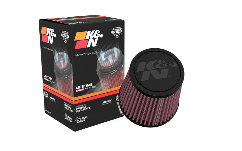 K&N Universal Clamp-On Air Filter 3in FLG /4 1/2in B / 3 1/2in T / 4 3/8in H - Racecraft Industries