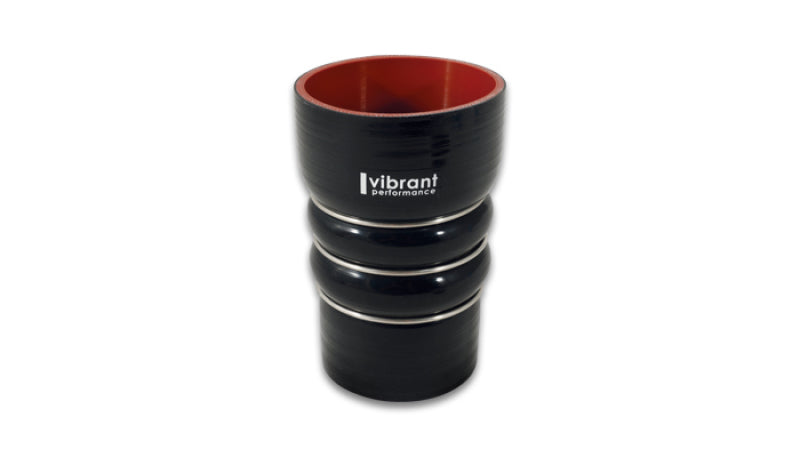 Vibrant Silicone Coupling 4 Ply Aramid CAC Hose 3in x 2.5in Inlet/Outlet - Black - Racecraft Industries