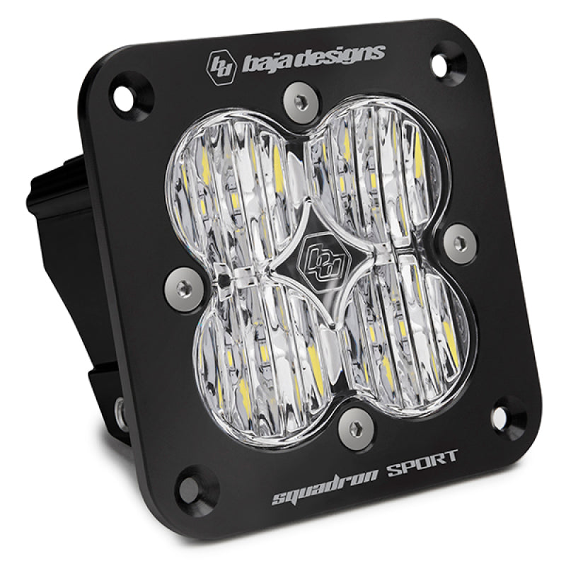 Baja Designs Squadron Sport Black Wide Cornering Pattern Flush Mount LED Light Pod - Clear - Racecraft Industries