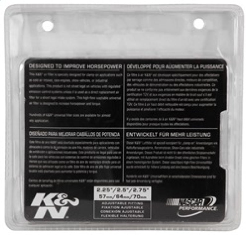 K&N Universal Chrome Filter 2 3/4in FLG / 4 1/2in Bottom / 4 1/2in Height - Racecraft Industries