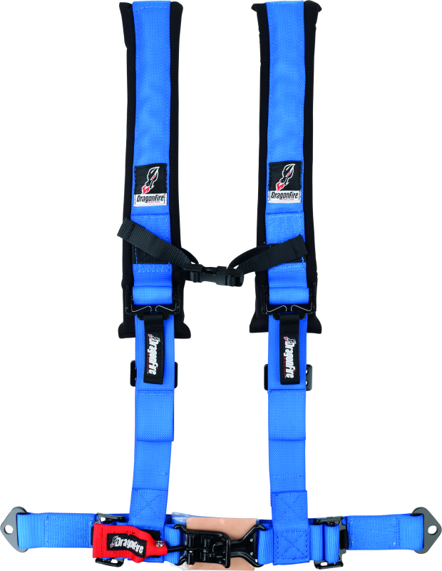 DragonFire Racing Harness- H-Style- 4-Point- 2in Buckle- Blue - Racecraft Industries