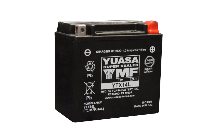 Yuasa YTX14L Maintenance Free AGM 12-Volt Battery - Racecraft Industries