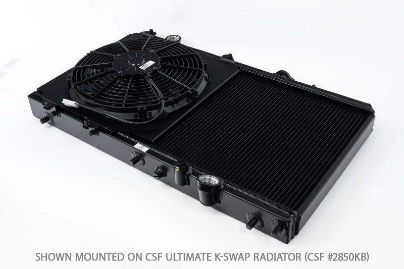 CSF 92-00 Honda Civic All-Aluminum Fan Shroud w/12in SPAL Fan - Black Finish - Racecraft Industries