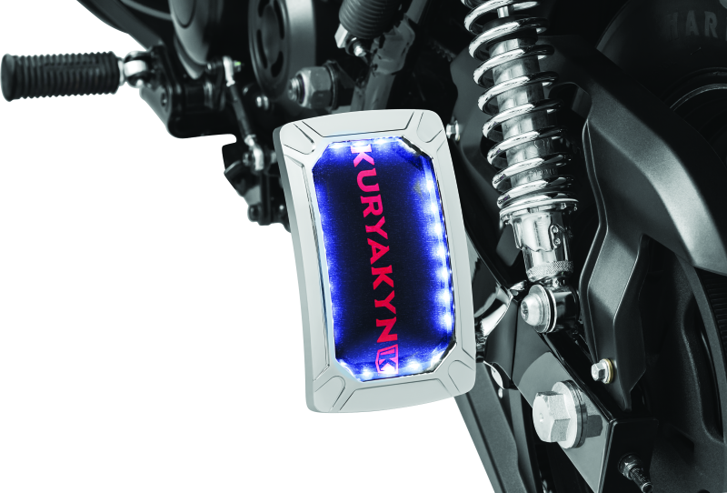Kuryakyn Nova Curved Vertical Mount Side License Plate Holder Chrome - Racecraft Industries