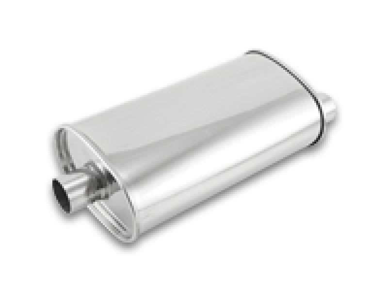 Vibrant StreetPower Oval Muffler - 2in Inlet/Dual Outlet (Center In - Offset Out) - Racecraft Industries