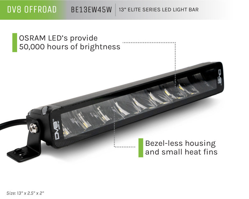 DV8 Offroad Elite Series 13in Light Bar 45W Flood/Spot LED - Racecraft Industries