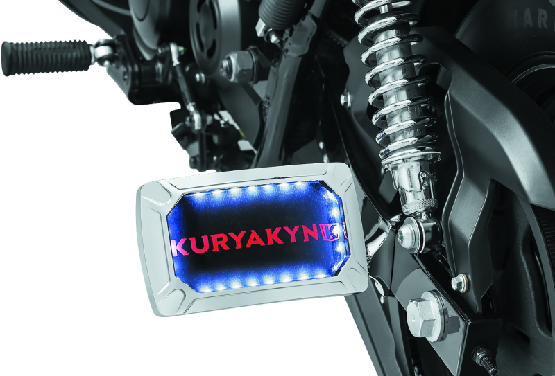 Kuryakyn Nova Curved Horizontal Mount Side License Plate Holder Chrome - Racecraft Industries