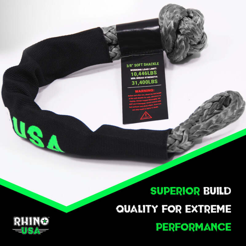 Rhino USA Synthetic Soft Shackle (2Pk 3/8InX22In) (Gray) - Racecraft Industries