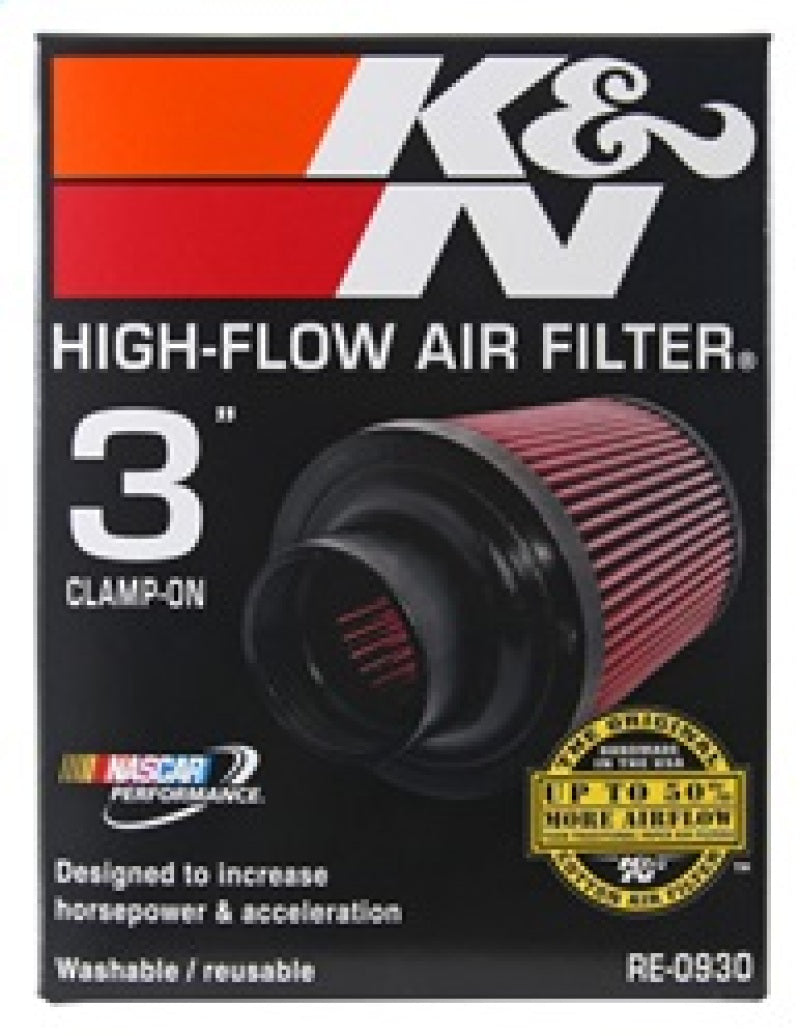 K&N Universal Rubber Filter - Round Tapered 6in Base OD x 3in Flange ID x 6in H - Racecraft Industries