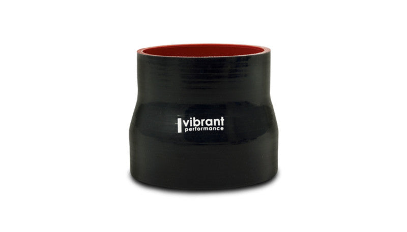 Vibrant 3.5in I.D. x 4.250in I.D. x 4.5in Long 4 Ply Gloss Black Silicone Transition Hose - Racecraft Industries