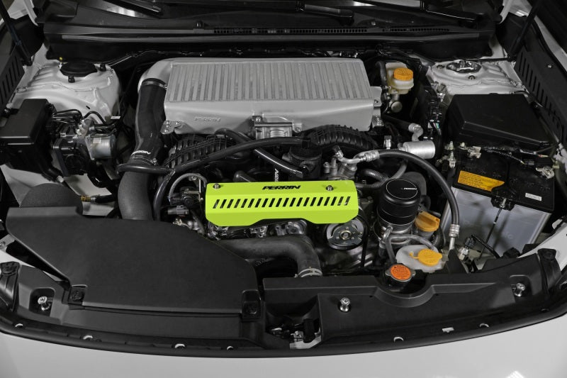 Perrin 22-23 Subaru WRX Pulley Cover (Short Version - Works w/AOS System) - Neon Yellow - Racecraft Industries