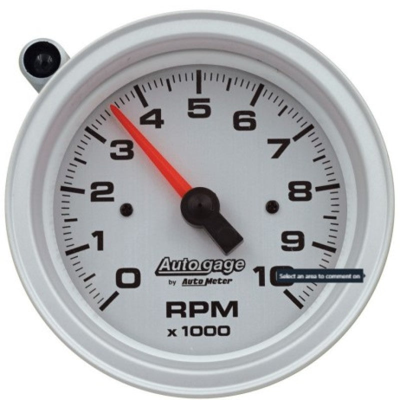 AutoMeter Tachometer Gauge 10K RPM 3 3/4in Pedestal w/Ext. Shift-Light - Silver Dial/Black Case - Racecraft Industries