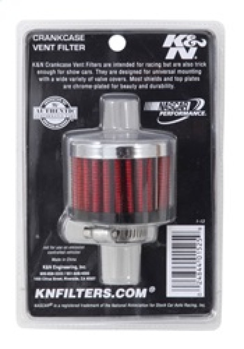 K&N 0.625 inch ID 2 inch OD 1.5 inch H Clamp On Crankcase Vent Filter - Racecraft Industries