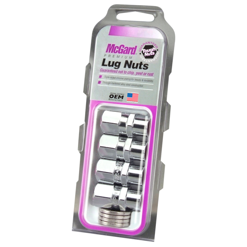 McGard Hex Lug Nut (Drag Racing Short Shank) 1/2-20 / 13/16 Hex / 1.6in. Length (4-Pack) - Chrome - Racecraft Industries