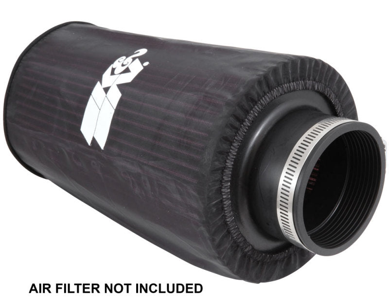 K&N Universal Round Tapered Filter Wrap - Black - 6in Base ID x 4.625in Top ID x 9in Height - Racecraft Industries