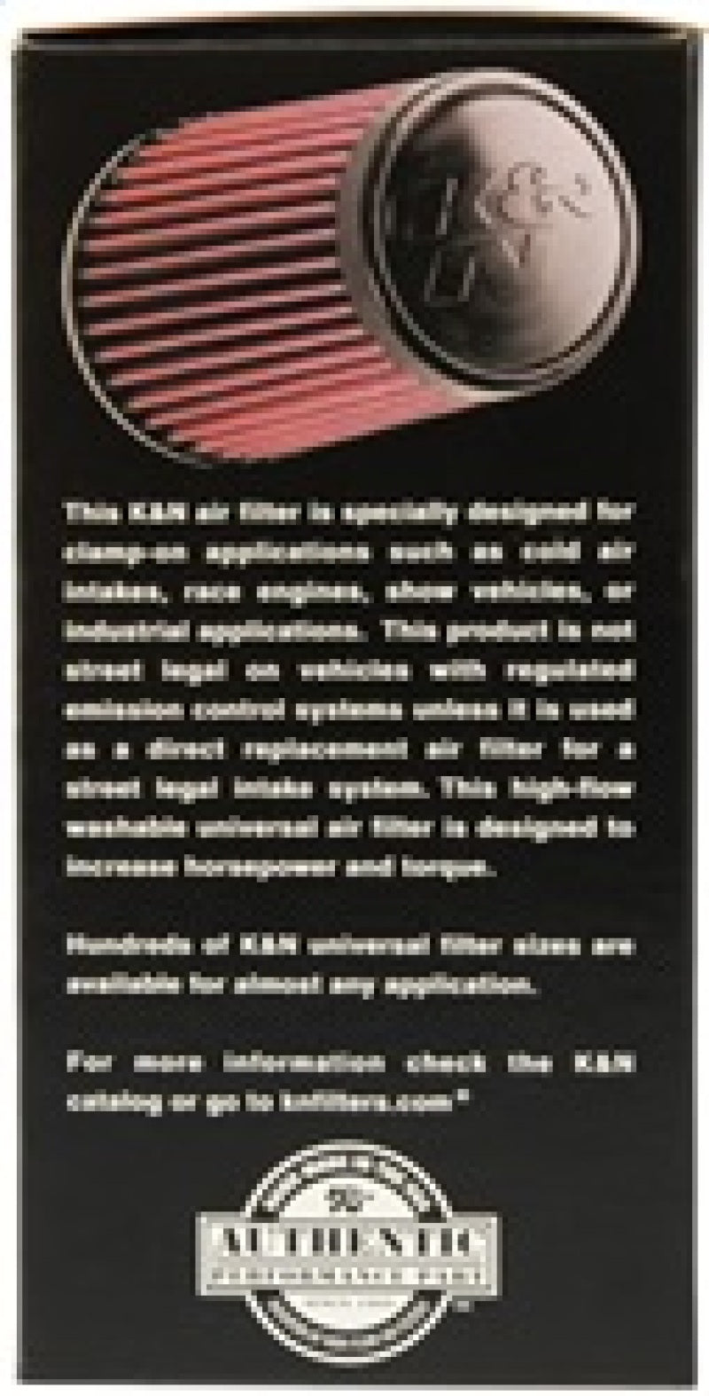 K&N Filter Universal Rubber Filter 3 1/2 inch Flange 4 5/8 inch Base 3 1/2 inch Top 7 inch Height - Racecraft Industries