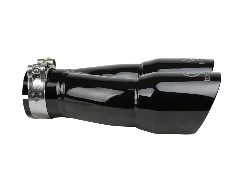 aFe Takeda 2.5in 304 Stainless Steel Clamp-on Exhaust Tip 2.5in Inlet 3in Dual Outlet - Black - Racecraft Industries