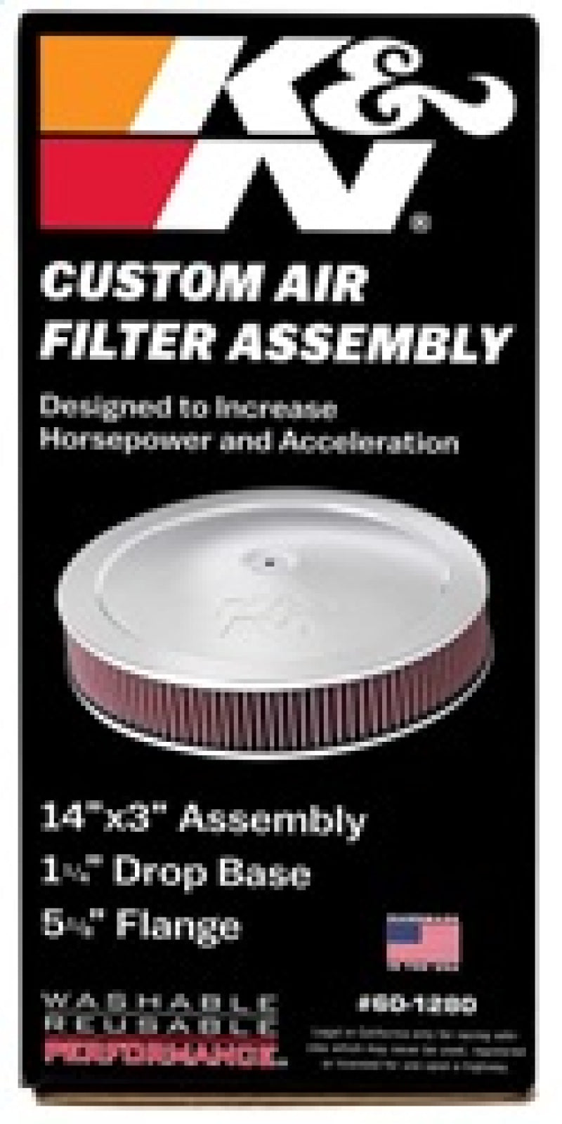 K&N 14in Red Custom Air Cleaner Assembly - 5.125in ID x 14in OD x 2.75in H x 1.25in Drop Base - Racecraft Industries