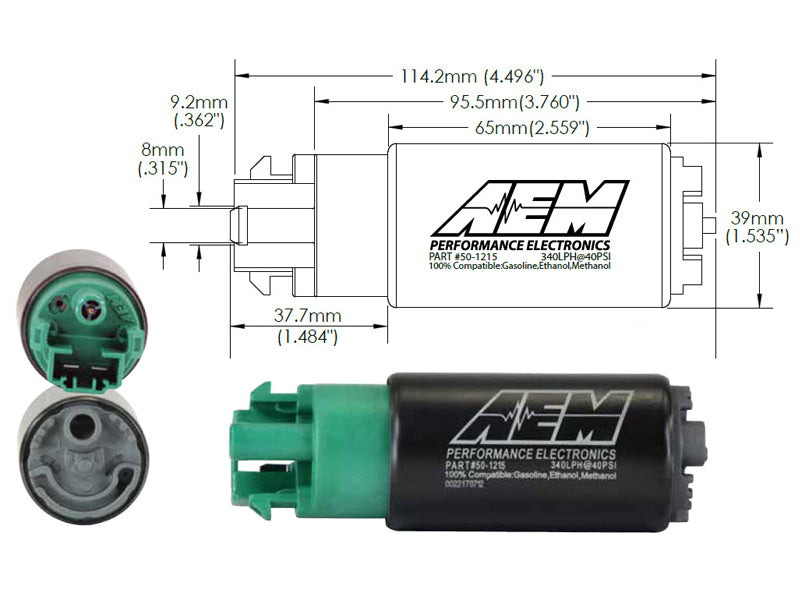 AEM 340LPH 65mm Fuel Pump Kit w/ Mounting Hooks - Ethanol Compatible - Racecraft Industries