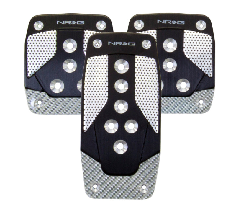 NRG Aluminum Sport Pedal M/T - Black w/Silver Carbon - Racecraft Industries