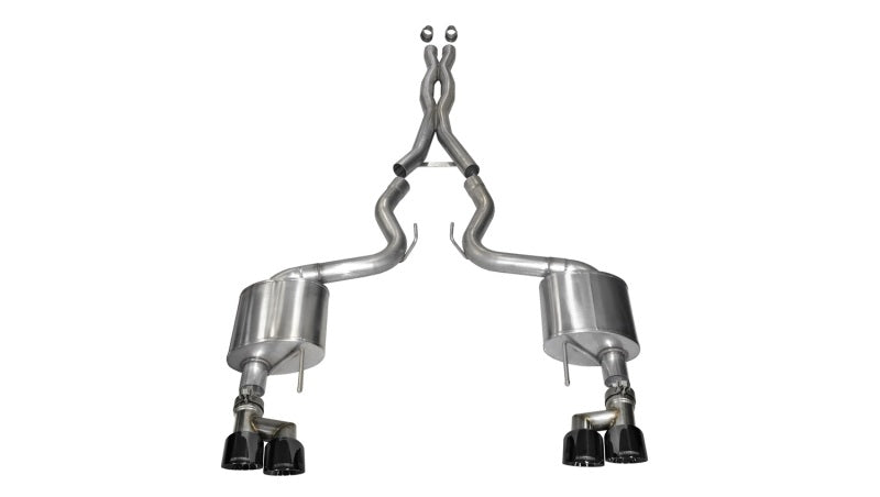 Corsa 2015-2017 Ford Mustang GT 5.0 3in Cat Back Exhaust Black Quad Tips (Xtreme) - Racecraft Industries