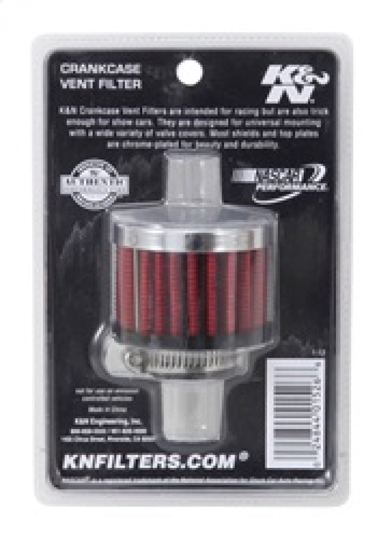 K&N 3/4 inch ID 2 inch OD 1.5 inch H Clamp On Crankcase Vent Filter - Racecraft Industries