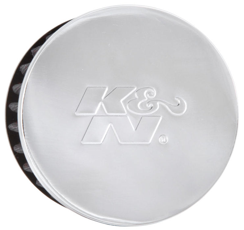 K&N 1.5in Flange ID x 3in OD x 2.5in H Chrome Finish Rubber Base Crankcase Vent Filter - Racecraft Industries