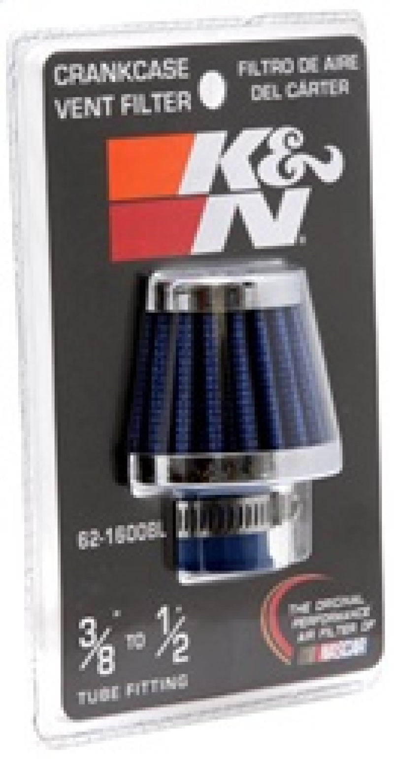 K&N 2in Base OD x .375in Flange ID x 1.75in H Rubber Base Crankcase Vent Filter - Blue - Racecraft Industries