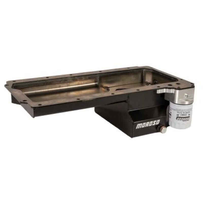 Moroso GM LS Swap/Early F-Body (w/Rear Sump/Spin-On Filter Adapter) Wet Sump 6in Steel Oil Pan - Blk - Racecraft Industries