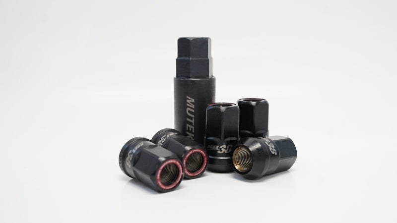 Wheel Mate Muteki HR38 Open End Lug Nuts 12x1.50 Black Chrome / Red Ring - Racecraft Industries