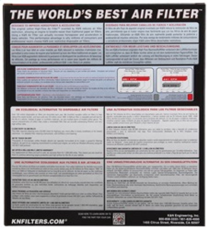 K&N Replacement Panel Air Filter for 2015 Ford Mustang 2.3L L4/3.7L V6/5.0L V8 - Racecraft Industries