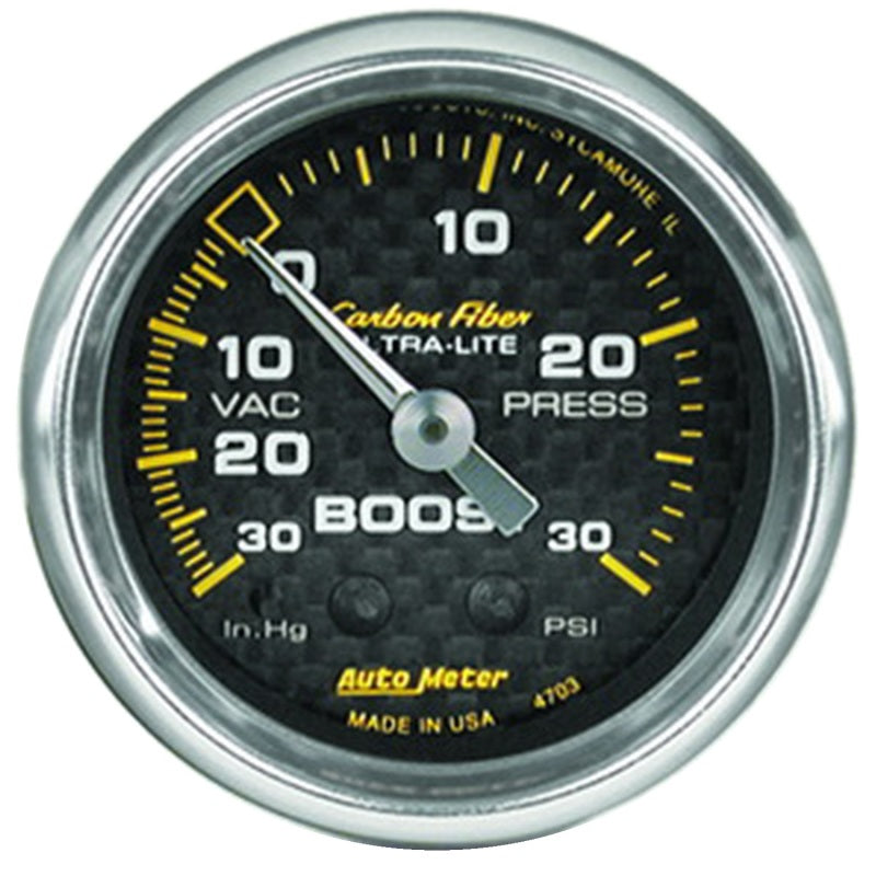 Autometer Carbon Fiber 52mm 30 PSI Mechanical Boost Gauge - Racecraft Industries
