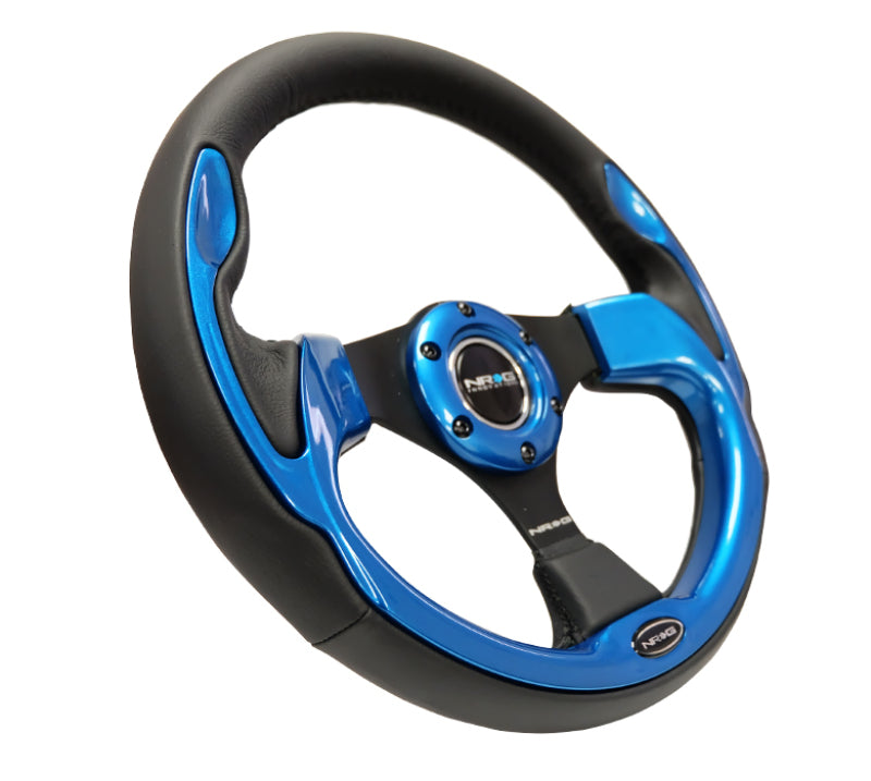 NRG Reinforced Steering Wheel (320mm) Blk w/Blue Trim - Racecraft Industries