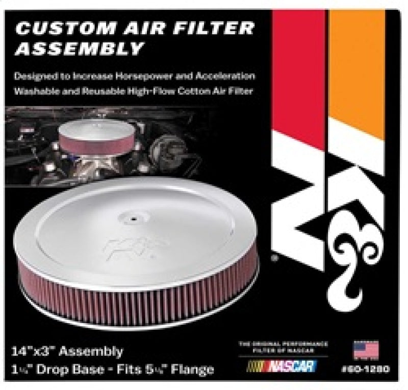 K&N 14in Red Custom Air Cleaner Assembly - 5.125in ID x 14in OD x 2.75in H x 1.25in Drop Base - Racecraft Industries