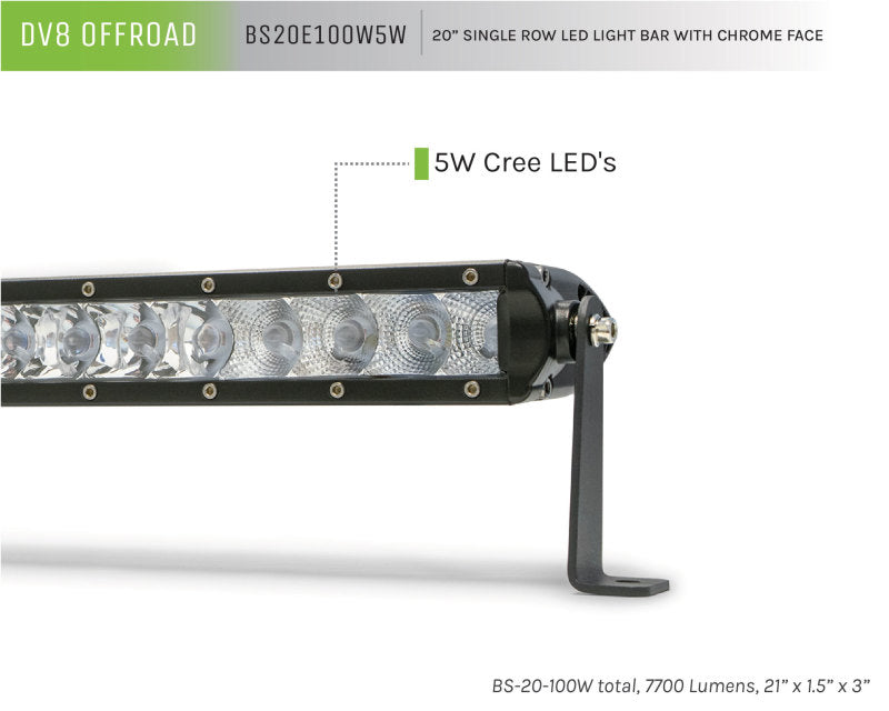 DV8 Offroad SL 8 Slim 20in Light Bar Slim 100W Spot 5W CREE LED - Black - Racecraft Industries