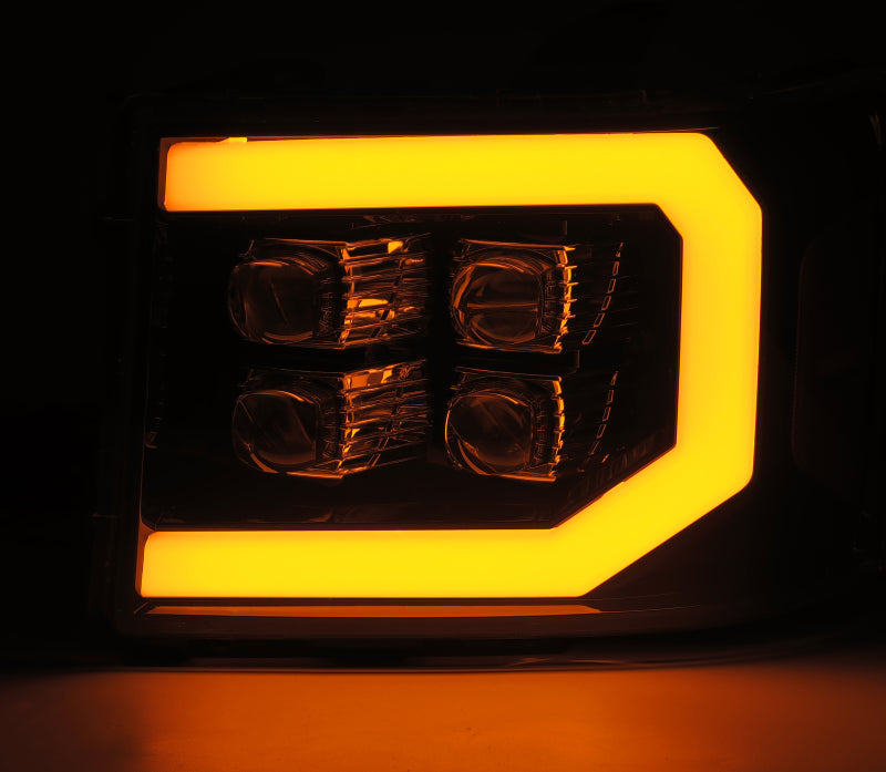 AlphaRex 07-13 GMC 1500HD NOVA LED Proj Headlights Plank - Jet Black w/Activ Light/Seq Signal/DRL - Racecraft Industries