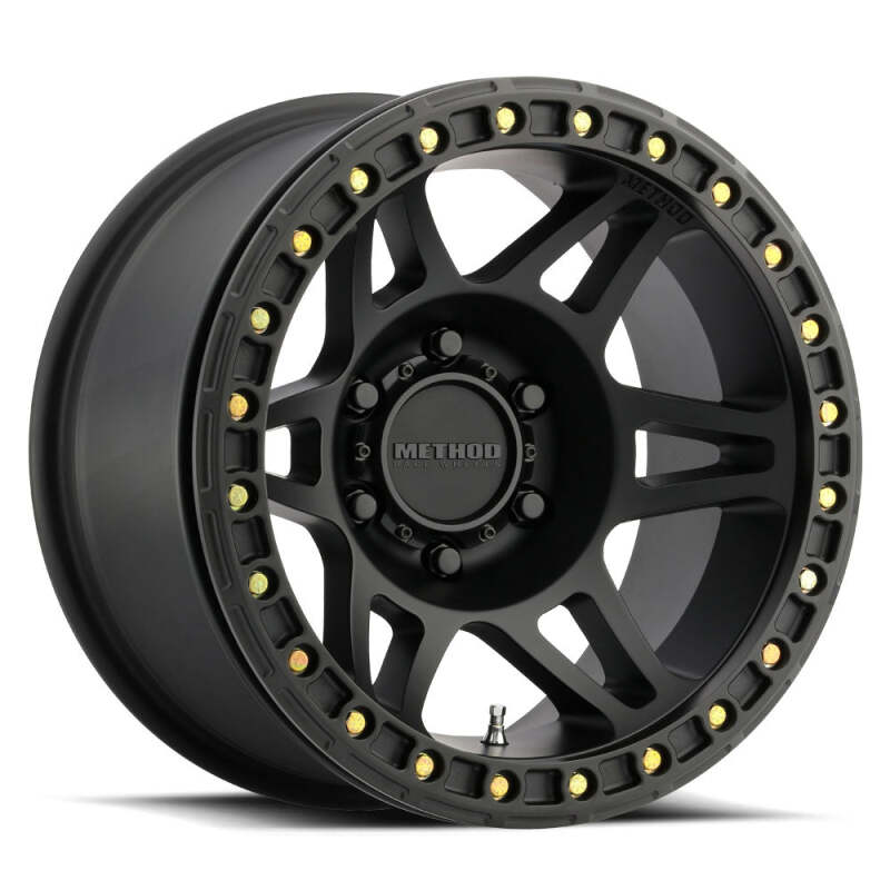 Method MR106 Beadlock 17x9 -44mm Offset 8x6.5 130.81mm CB Matte Black w/BH-H36125 Wheel - Racecraft Industries