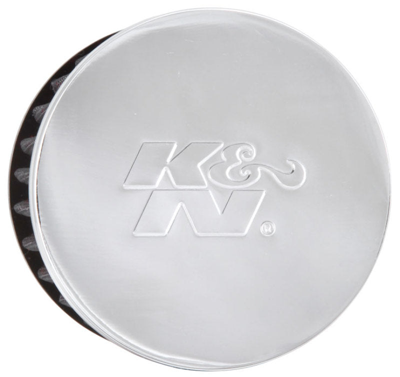 K&N 1.5in Flange ID x 3in OD x 2.5in H Chrome Finish Rubber Base Crankcase Vent Filter - Racecraft Industries